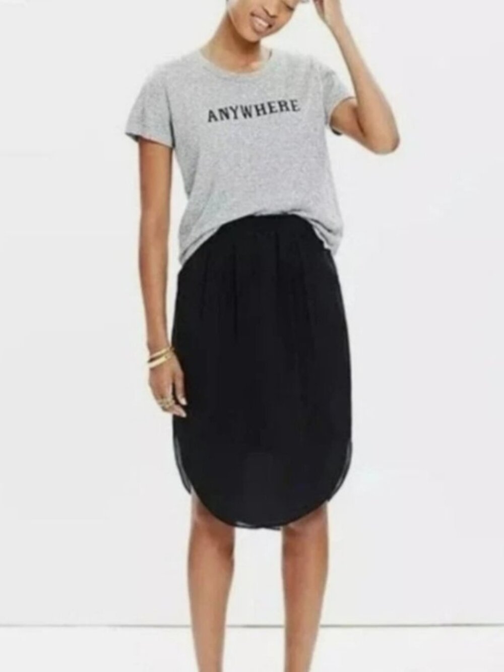 Madewell Silk tulip hem skirt